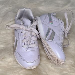 Kids reebok sneakers size 12 lilac and iridescent